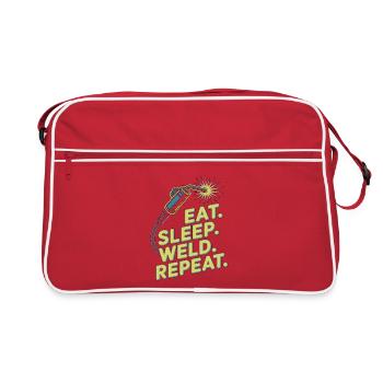 Soudeur Manger Dormir Souder Répéter Métallurgie en acier - Sac Retro - rouge/blanc - Devant