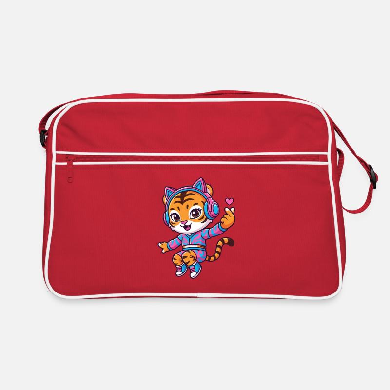 Tigre dansant avec un casque de chat Sac Retro