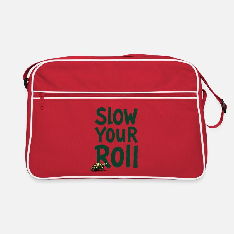 Slow Your Roll Schildkröte Spruch Retro Tasche