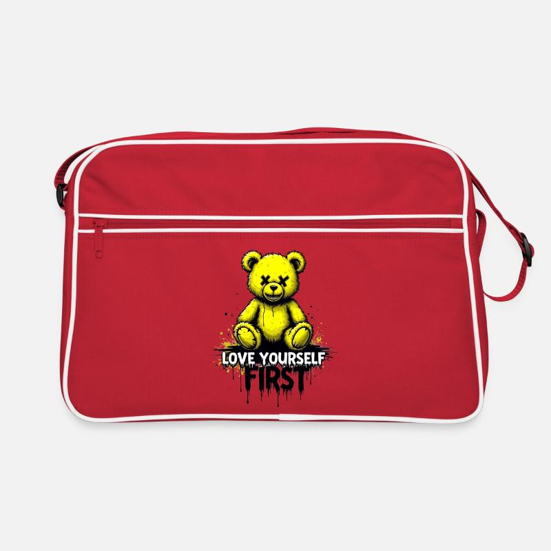 Love Yourself First Teddybär Graffiti Retro Tasche