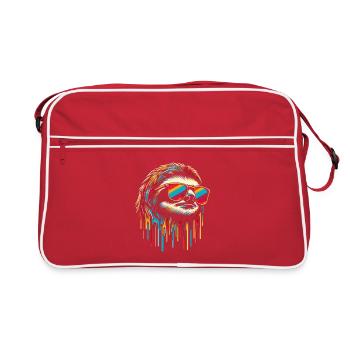 Sloth Sloth Art Lazy Sloth Fan - Retro Bag - red/white - Front