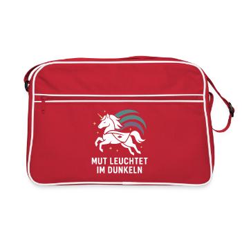 Courage shines in the dark, unicorn heroine - Retro Bag - red/white - Front