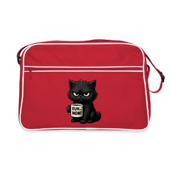 Chat Grognon Drôle Uh Nope Humour Introverti Noir - Retro Tasche - Rot/Weiß - Vorne