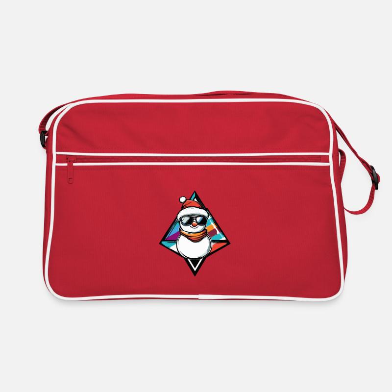 Schneemann mit Sonnenbrille Comic Retro Tasche