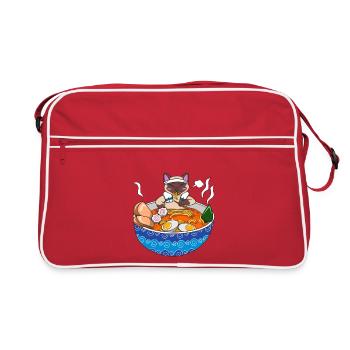 Chat siamois de Kawaii Ramen Nouilles japonais Gourmet Gi - Sac Retro - rouge/blanc - Devant