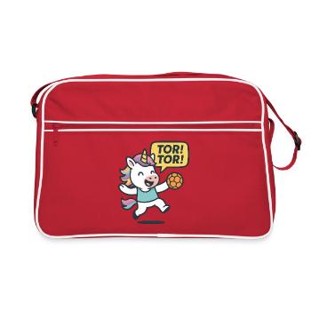 But de la licorne Handball Goal, motif de l’enfant encourageant - Sac Retro - rouge/blanc - Devant