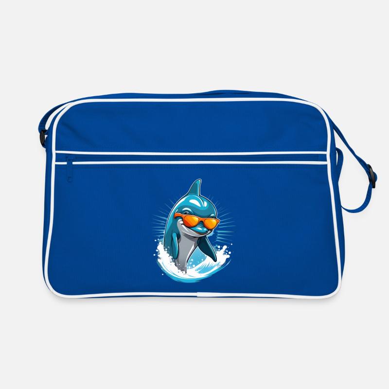 Dauphin avec des lunettes de soleil et un splash surf Sac Retro
