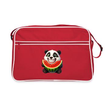 Cute Panda Melon Summer Cartoon Fruit Joy - Retro Bag - red/white - Front
