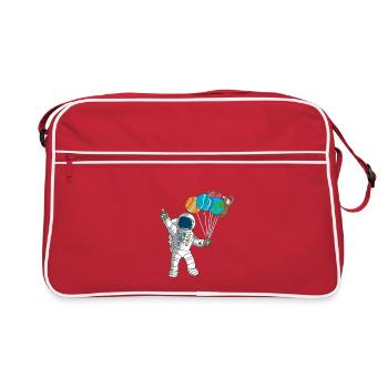 Cute Astronaut Planets Space Explorer Birthday Par - Retro Bag - red/white - Front