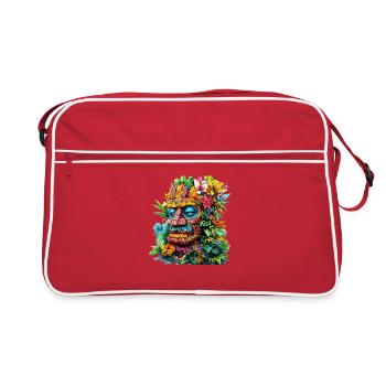 Masque tiki floral tropical imprimé - Sac Retro - rouge/blanc - Devant