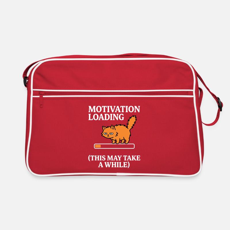 Motivation Loading Müde Katze mit Ladebalken Retro Tasche