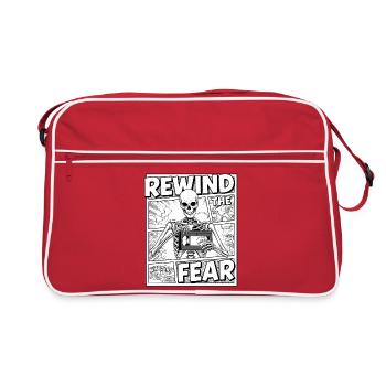 Cassette squelette Rembobiner Peur - Sac Retro - rouge/blanc - Devant