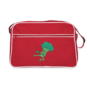 Broco Lee Martial Arts Kick Funny Vegetable Food - Retro Bag - red/white - Front