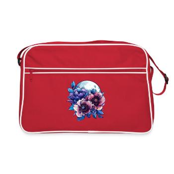 Moonflowers in the night glow - Retro Bag - red/white - Front