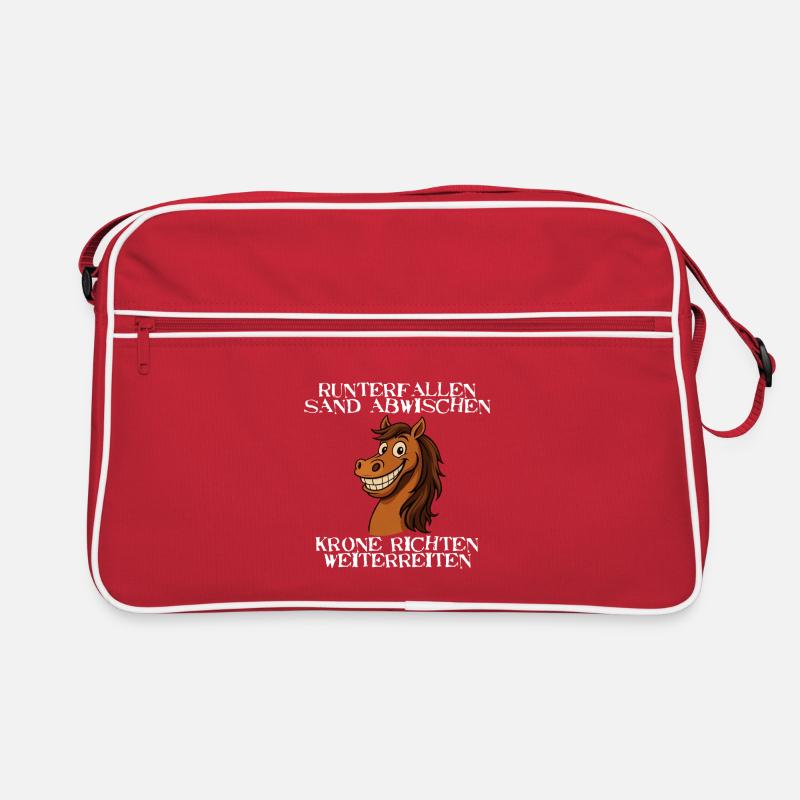 Freches Pferd Spruch - Krone richten weiterreiten Retro Tasche