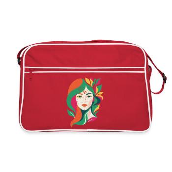 Portrait floral d'une femme  - Sac Retro - rouge/blanc - Devant