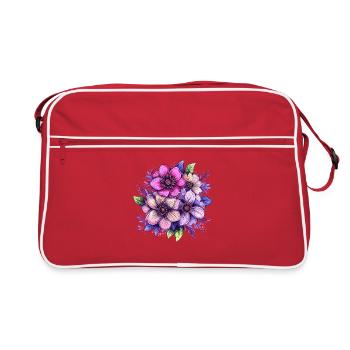 Bouquet de fleurs au néon dans le style aquarelle - Sac Retro - rouge/blanc - Devant