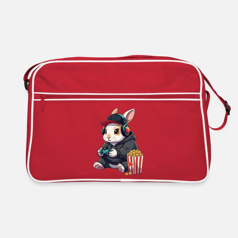 Rabbit Gamer mit Popcorn Retro Tasche