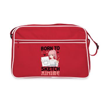 Born To Sketch Anime - Retro Bag - red/white - Front