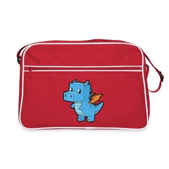 Dragon bleu cartoon mignon - dinosaure  - Sac Retro - rouge/blanc - Devant