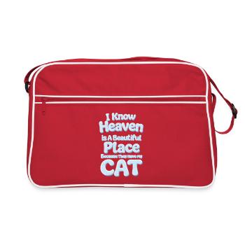 Katze verstorben Trost Beerdigung - Retro Tasche - Rot/Weiß - Vorne