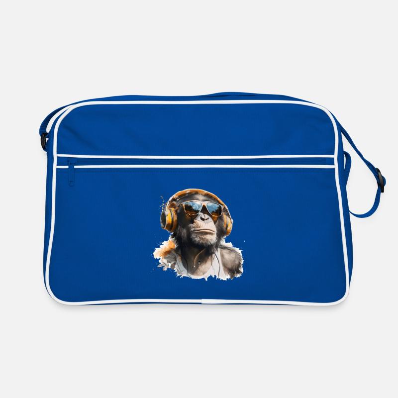 Cooler Affe mit Kopfhörer und Sonnenbrille Retro Tasche