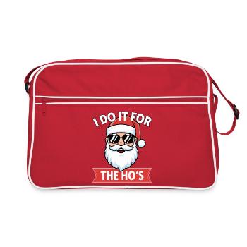 Santa with sunglasses – cheeky saying - Retro Bag - red/white - Front