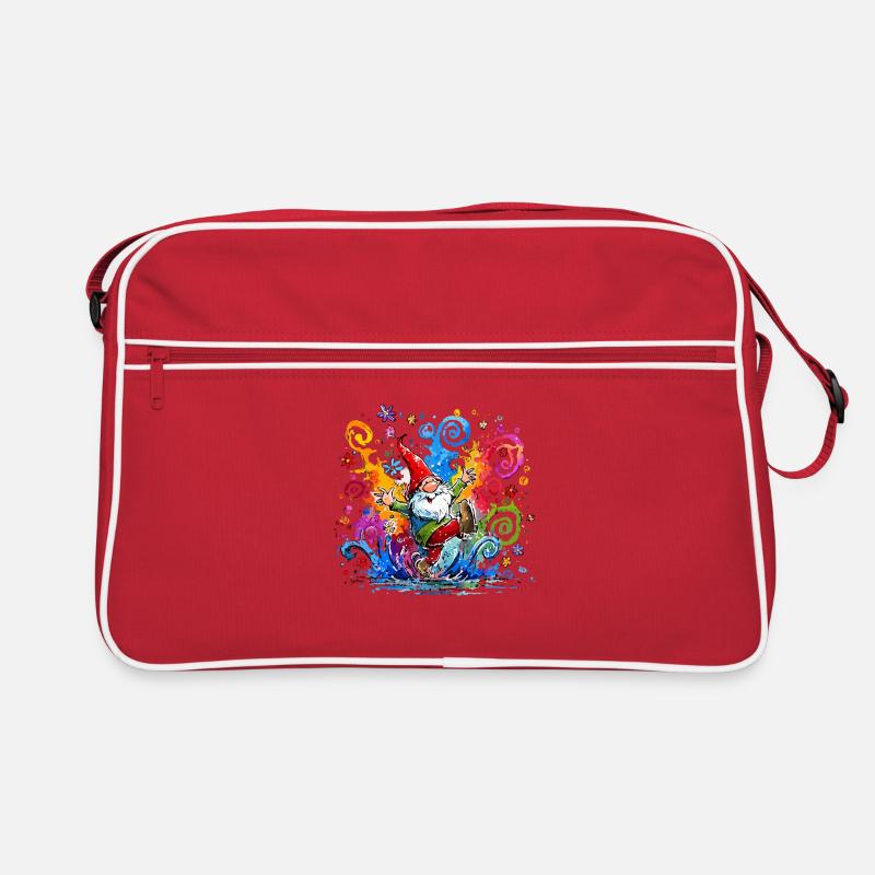 Bunter Gnom mit Farbspritzern Retro Tasche
