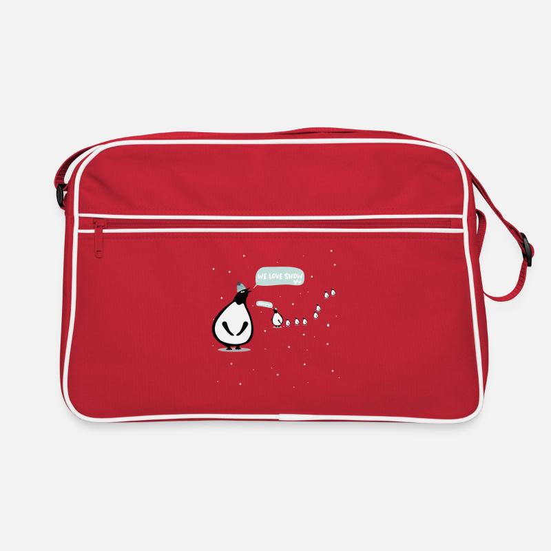 Cute Winter Penguins Illustration Retro Bag
