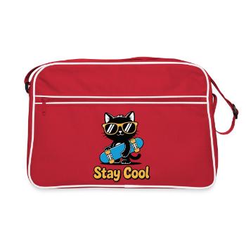 Stay Cool Cat Skateboard - Retro Bag - red/white - Front