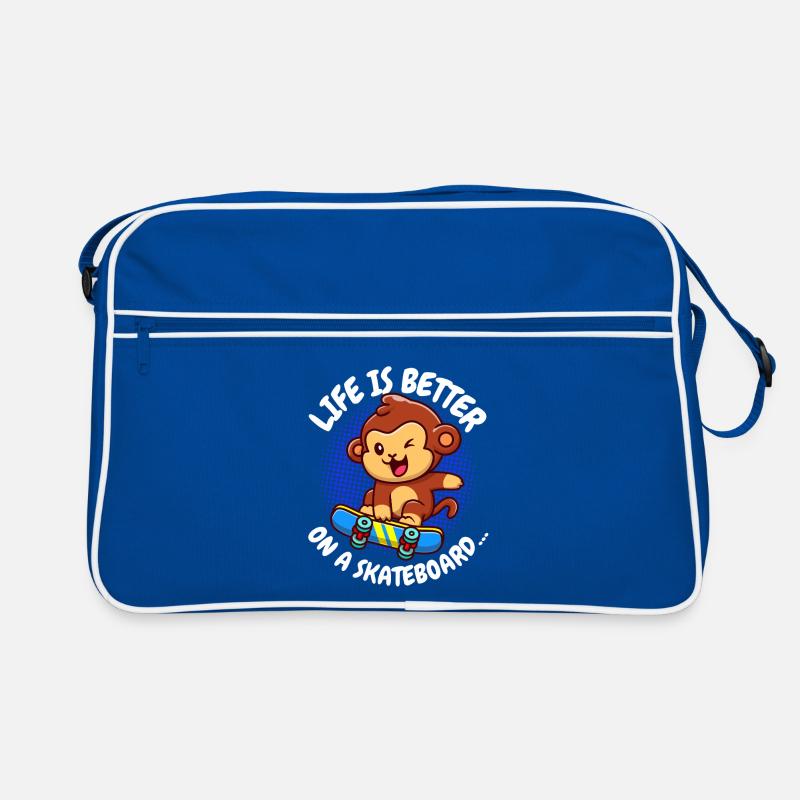 Life Is Better Skateboard Monkey Monkey Retro Bag