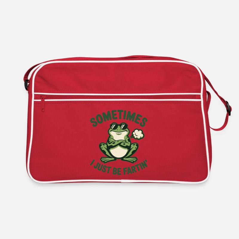 Manchmal ich einfach einen komischen Vintage-Frosch - Retro Tasche - Rot/Weiß
