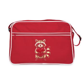 Câlin de Cœur de Raccoon - Sac Retro - rouge/blanc - Devant