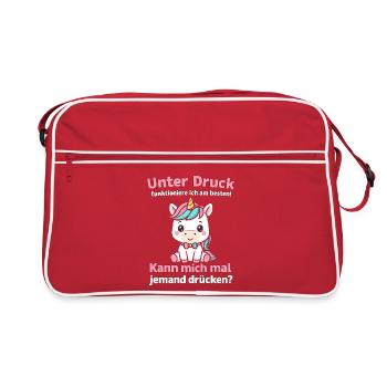 Chemise licorne sous pression, drôle de phrase - Sac Retro - rouge/blanc - Devant