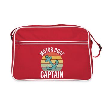 Motor Boat Captain Funny Pontoon Boating Motor - Retro Bag - red/white - Front