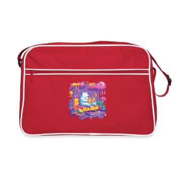 Colorful bear harvest in the flow of colors - Retro Bag - red/white - Front