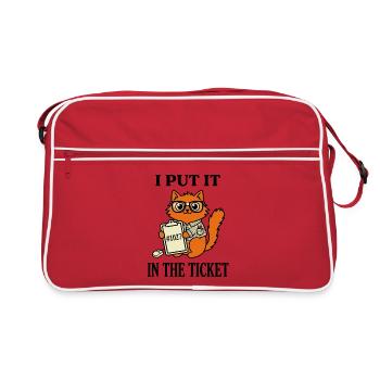 Ich habe es ins Ticket gelegt Nerdy Cat IT-Support Humor - Retro Tasche - Rot/Weiß - Vorne