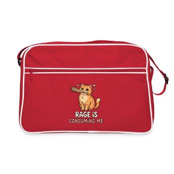 Rage Is Consuming Me Cute Cat Meme - Retro Bag - red/white - Front