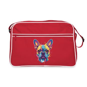 Mehrfarbige Bulldog-Hundepop-Kunst - Retro Tasche - Rot/Weiß - Vorne