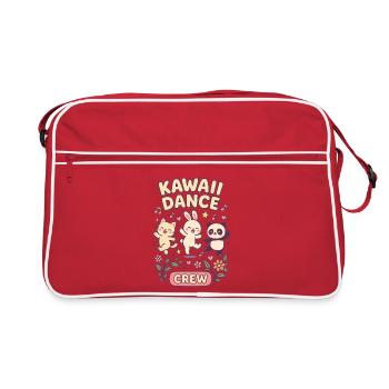 Kawaii Dance Crew Shirt, Cute Animal Dance Party - Retro Bag - red/white - Front