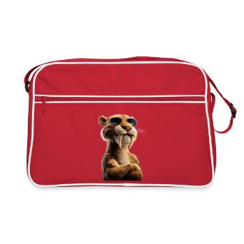 Tigre à dents de sabre Smilodon Grand chat Tigre à dents de sabre - Sac Retro - rouge/blanc - Devant