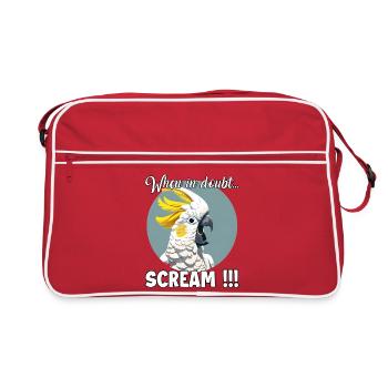 Kreative Geschenk für Kakadu- und Vogelfreunde - Retro Tasche - Rot/Weiß - Vorne