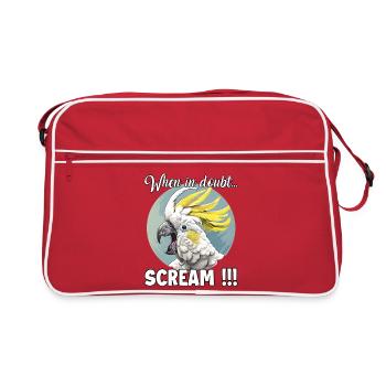 Witziges Kakadu T, schreiender Vogel für Kakadu Me - Retro Tasche - Rot/Weiß - Vorne