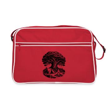Camping Zelt Wald Baum - Retro Tasche - Rot/Weiß - Vorne