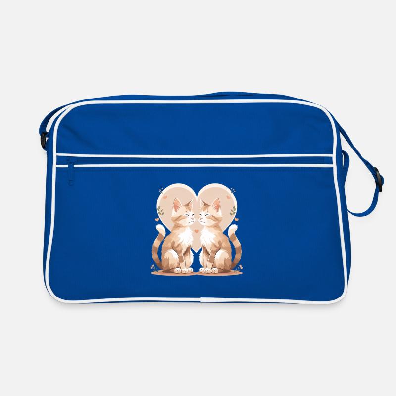 Duo de chats dans le cœur Sac Retro