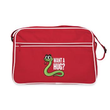 Tu veux faire un câlin ? Graphique de serpent de dessin animé - Sac Retro - rouge/blanc - Devant