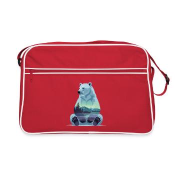 Ours polaire avec motif intérieur de paysage montagneux - Sac Retro - rouge/blanc - Devant