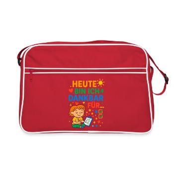Today grateful child, gratitude learning mindfulness - Retro Bag - red/white - Front