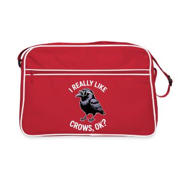 Crows Saying Crow Funny Crow Gift - Retro Bag - red/white - Front