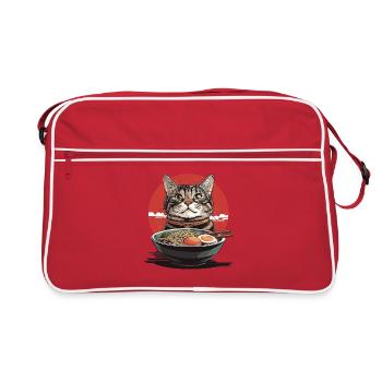 Chat avec bol de ramen - Sac Retro - rouge/blanc - Devant